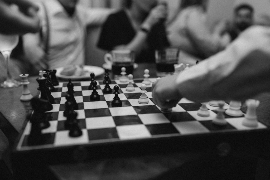 Chess table. Black and white